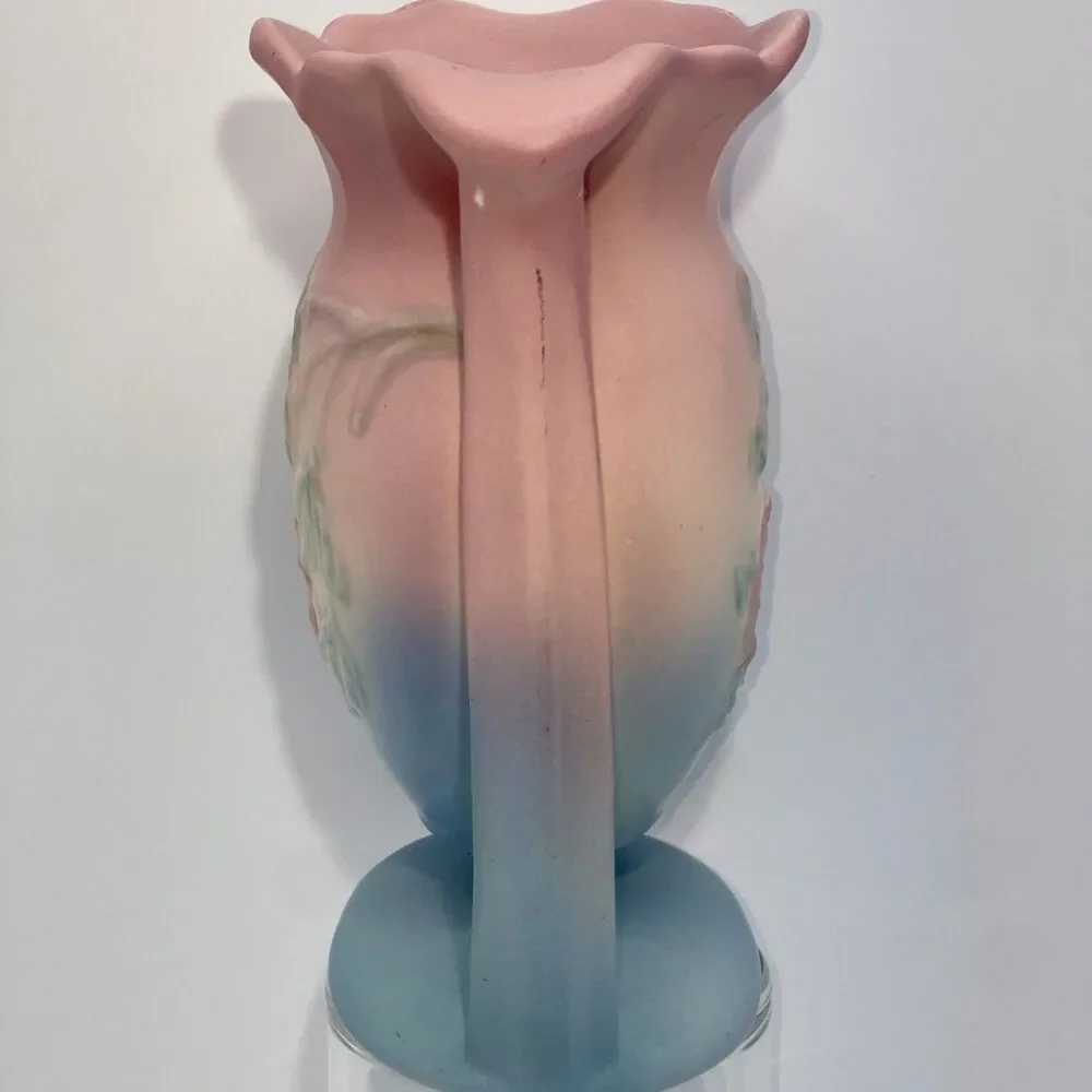 Vintage 1940's Hull Art Pottery Vase 502-6 1/2 Dogwood Wild Rose Pink Blue USA
